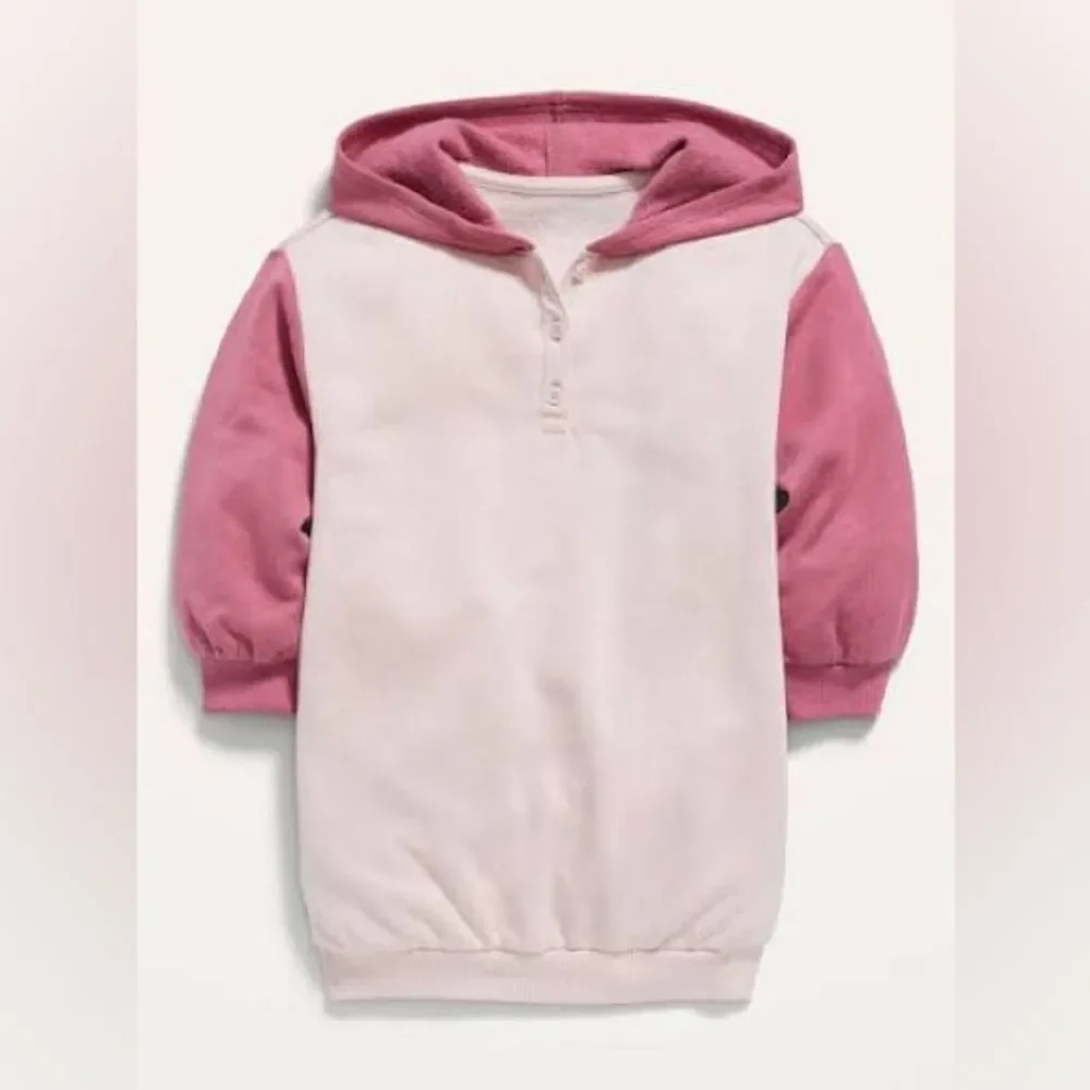 Old Navy Color-Blocked French Terry Hoodie Dress for Toddler Girls 4T Pink